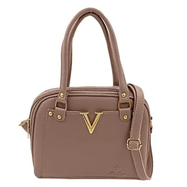 V Chrome Artificial Beige Leather Textured Stylish...