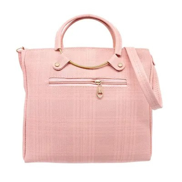 GR-Pink Artificial Leather Stylish Solid Handbags For Women