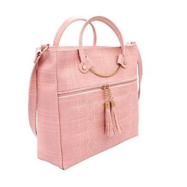 GR-Pink Artificial Leather Stylish Solid Handbags For Women