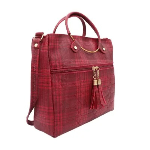 GR-Maroon Artificial Leather Stylish Solid Handbags For Women