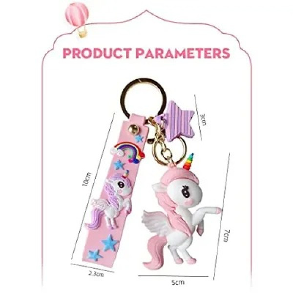 GR-DECORADDA Cute Stylish Unicorn Keychain | Anti Rust Key Ring with Wristband Strap (Peach Pink)