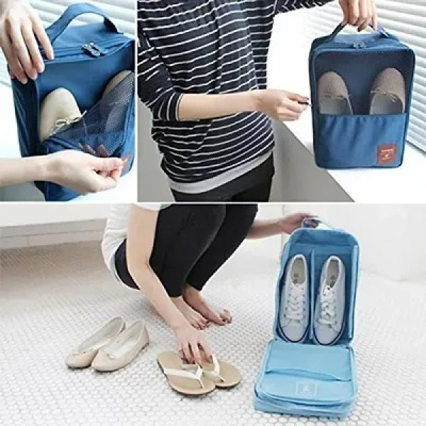 GR-Multi Color 3 Layer Waterproof Travel Shoes Storage Footwear Organiser Pouch Bag for Travelling and Hiking