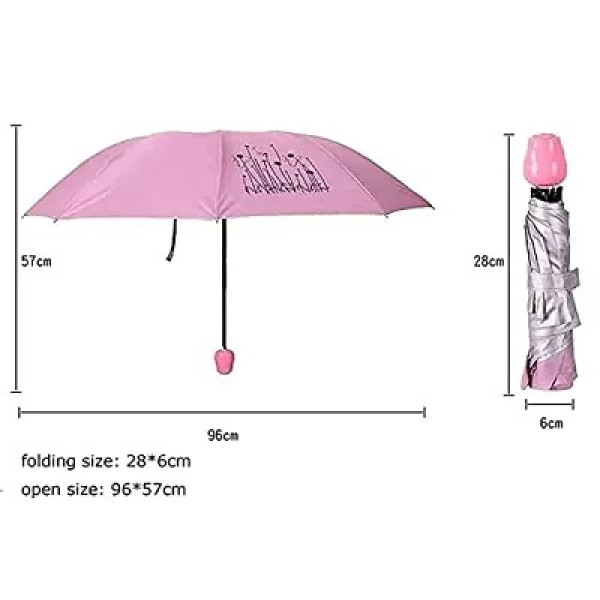 GR-Rose umbrella Lightweight Waterproof Mini Folding Creative Rose Flower Case Canvas Plastic Umbrella UV Protection Compact Bottle for Monsoon and Summer