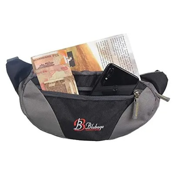 GR-Blubags Handy Polyester Hiking Zip Pouch Waist Pack Travel Document Money Phone Belt Sport Bag Bum Bag for Men and Women