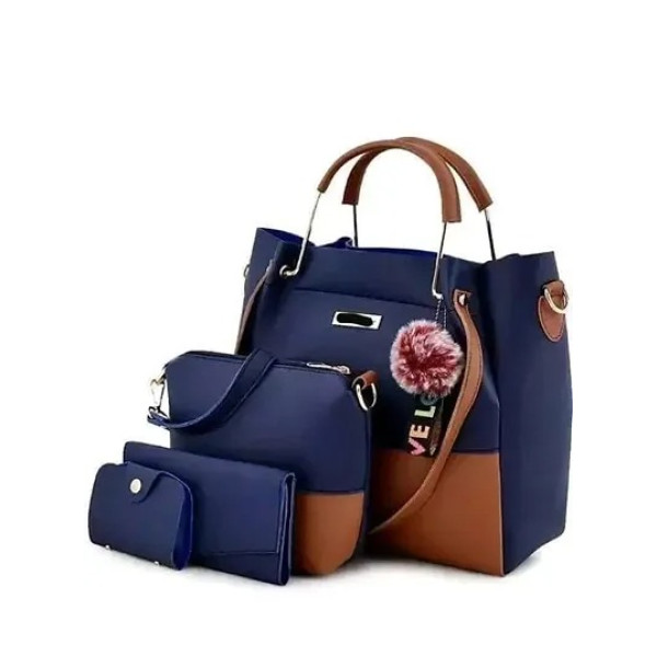 GR-Blue PU Sling Strap Combo Type Fancy Handbags f...