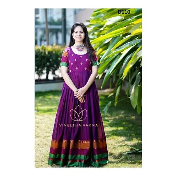 GR-TRENDY Taffeta Silk Women Ethnic Gown -Purple