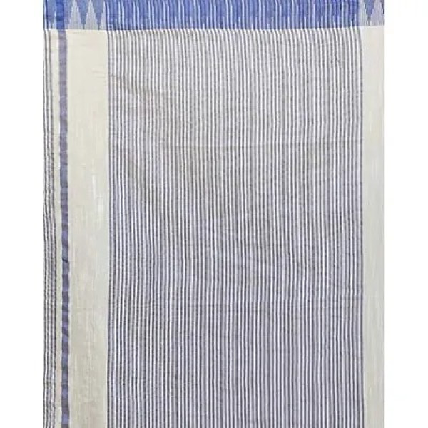 GR-Temple Kota Silk Ethnic Wear Blue Border Saree For Women With Running Blouse (Beige)