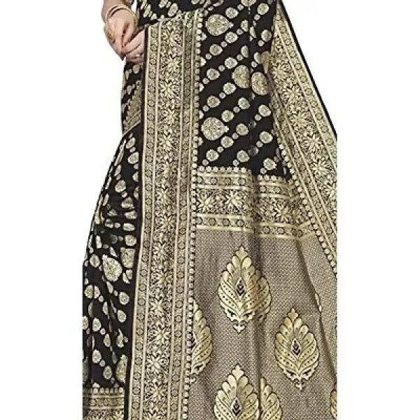 GR-Traditional Ethnic Wear | Banarasi Silk Saree | Indian Wedding Designer Sarees For Women (Black)