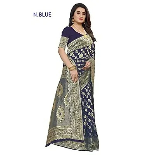 GR-Traditional Ethnic Wear | Banarasi Silk Saree | Indian Wedding Designer Sarees For Women (Navy blue)