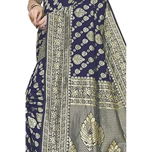 GR-Traditional Ethnic Wear | Banarasi Silk Saree | Indian Wedding Designer Sarees For Women (Navy blue)