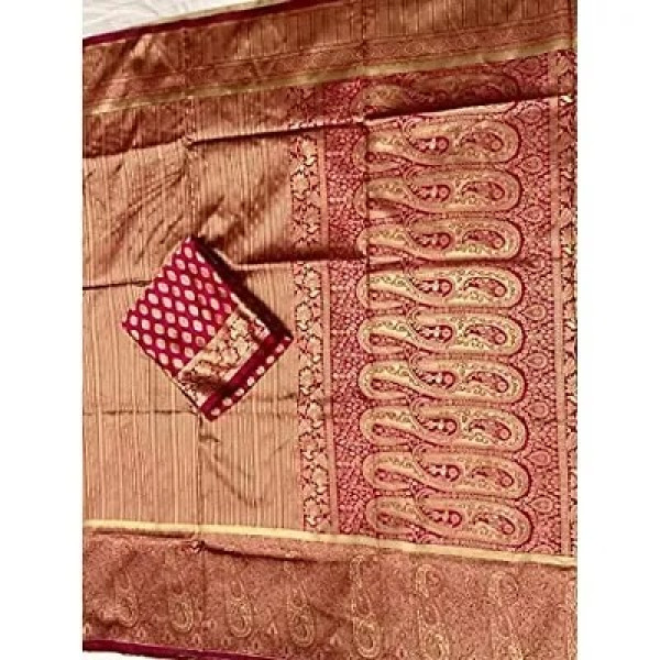 GR-Fashionable Kanjeevaram Design Women's Pure Silk Saree | Indian Ethnic Wear | Wedding Wear (Maroon)