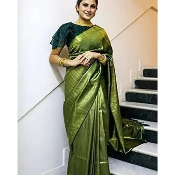 GR-Fashionable Kanjeevaram Design Women's Pure Silk Saree | Indian Ethnic Wear | Wedding Wear (Green)