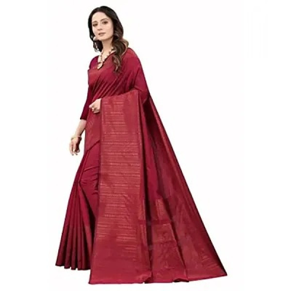 GR-Traditional Women's Kanjeevaram Printed Ethnic Silk Saree | Indian Ethnic Wear (Maroon)