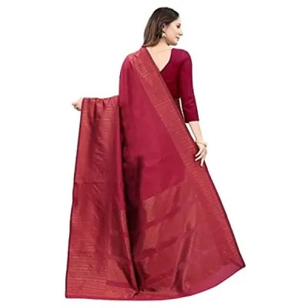 GR-Traditional Women's Kanjeevaram Printed Ethnic Silk Saree | Indian Ethnic Wear (Maroon)