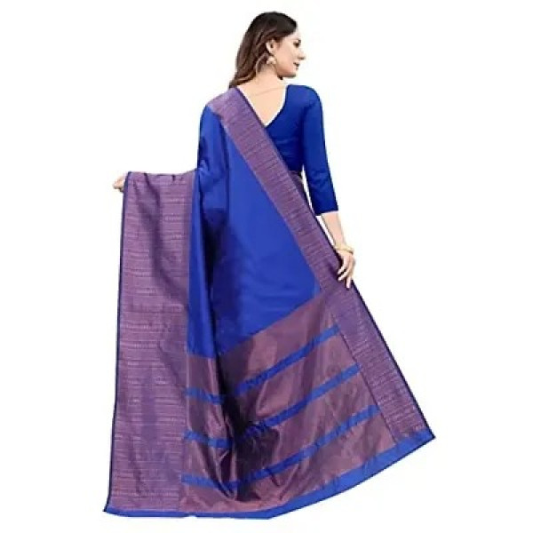 GR-Traditional Women's Kanjeevaram Printed Ethnic Silk Saree | Indian Ethnic Wear (NAVYBLUE)