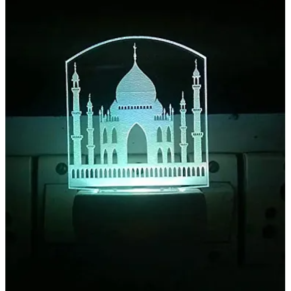 GR-The Taj Mahal 3D Illusion Night Lamp Comes with 7 Multicolor and 3D Illusion Design GLASS EMPORIUM Suitable for Room,Drawing Room,Lobby(Pack of 4) H16