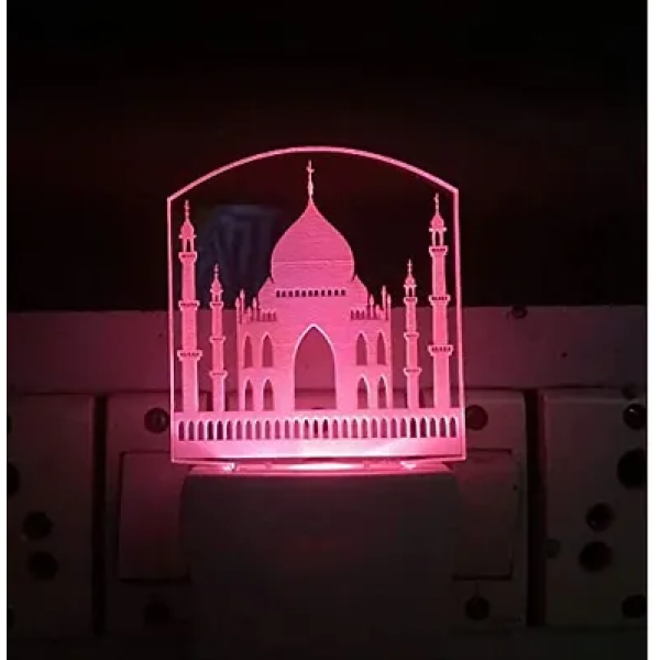 GR-The Taj Mahal 3D Illusion Night Lamp Comes with 7 Multicolor and 3D Illusion Design GLASS EMPORIUM Suitable for Room,Drawing Room,Lobby(Pack of 4) H16