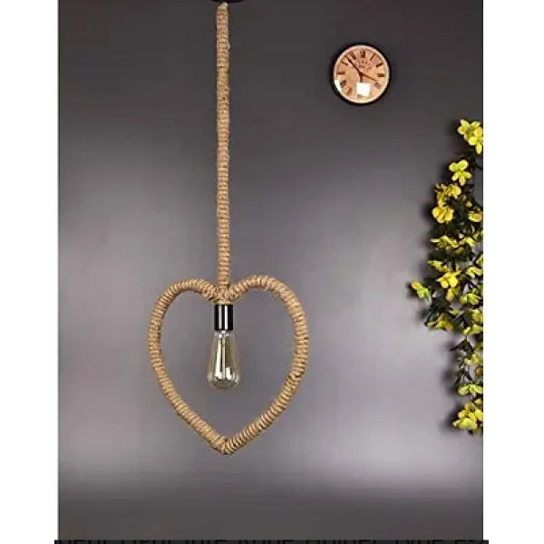 GR-Pendent Light Jute Rope Holder ERCOLE Heart Sha...