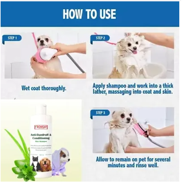 GR-ROMSAY Anti-dandruff, Allergy Relief, Anti-fungal, Anti-itching, Mint Shampoo with Pet Bathing Brush 200ML