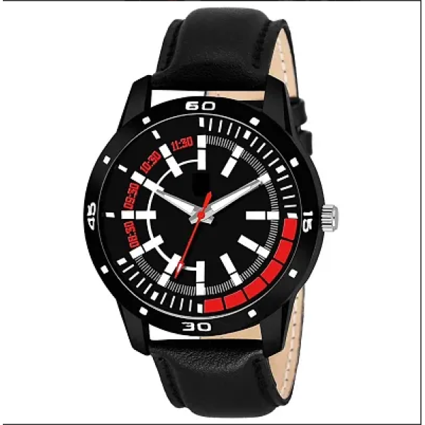 GR-Analog Wrist Watch with Date for Men. Round Bla...