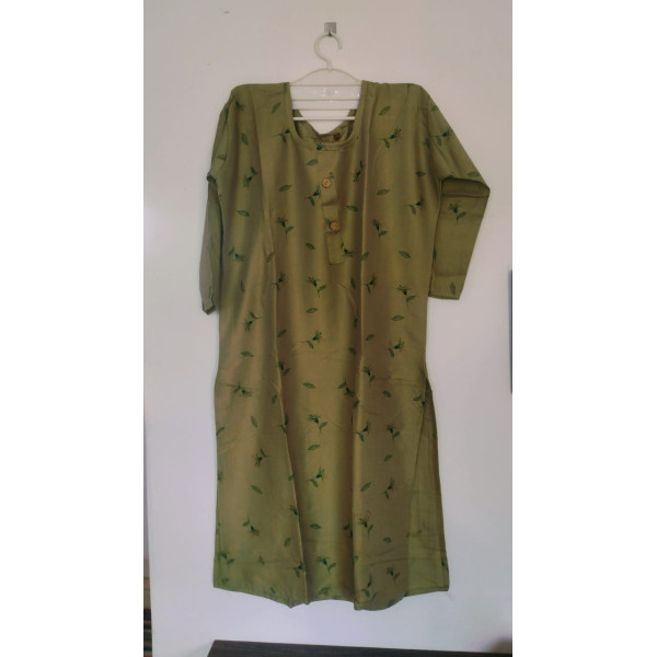 24 Vedic Women's Polyester Knee Length kurti 2XL-Olive Green ||Low Budget Product