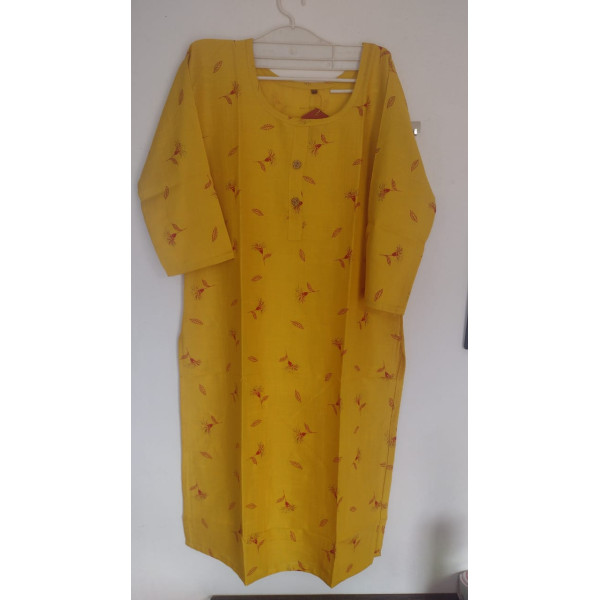 24 Vedic Women's Polyester Knee Length kurti 2XL-Yellow [Low Budget Product]
