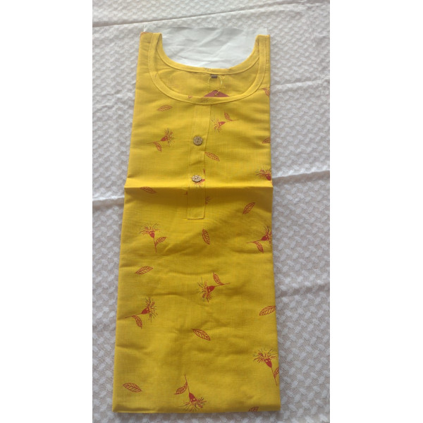 24 Vedic Women's Polyester Knee Length kurti 2XL-Yellow [Low Budget Product]