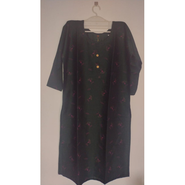 24 Vedic Women's Polyester Knee Length kurti 2XL-Bottle Green [Low Budget Product]