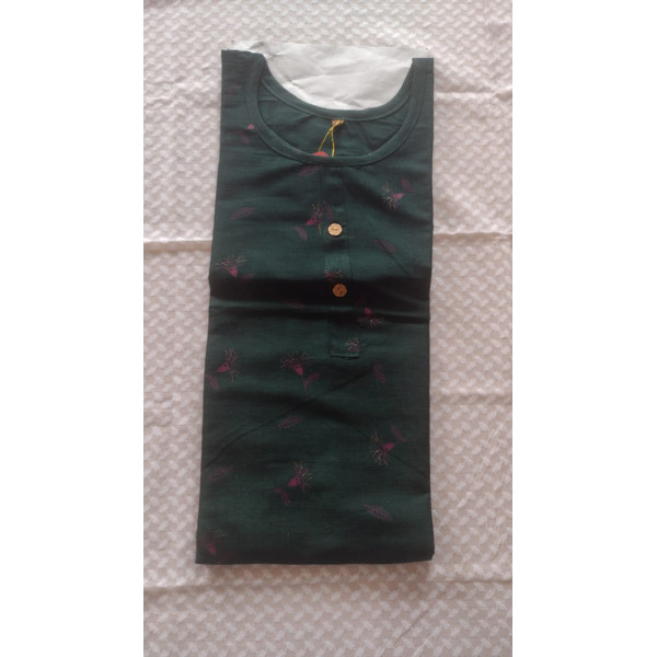 24 Vedic Women's Polyester Knee Length kurti 2XL-Bottle Green [Low Budget Product]