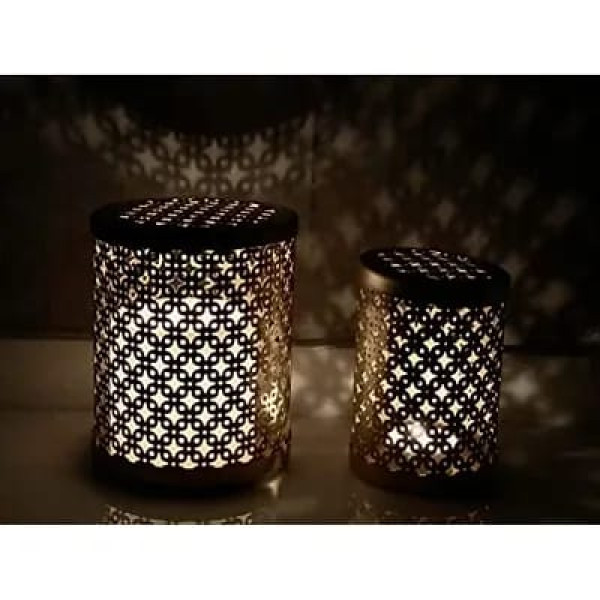 GR-Pastel Peach Metal Candle Stand Lantern and Hanging Tealight Holder for Home Decor Pack of 2*Free Tealights*