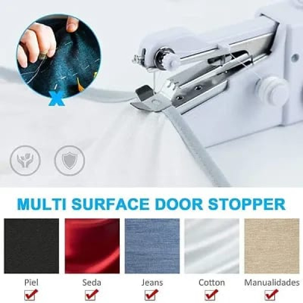 GR-Electric Mini Portable Cordless Stitching Handheld Manual Sewing Machine for Home Tailoring Needle DIY (White, Stapler)