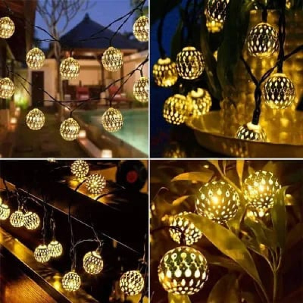GR- Indoor Outdoor Decoration Diwali Light for Party Birthday Gift Home Decoration Moraccan Ball String Lights 