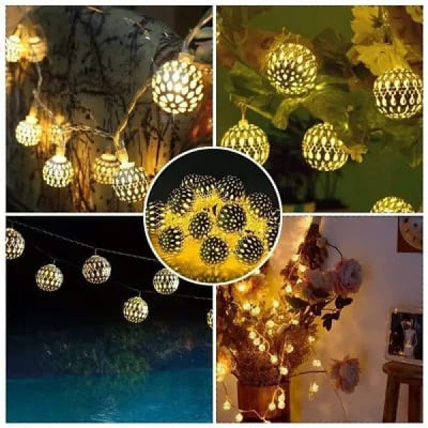 GR- Indoor Outdoor Decoration Diwali Light for Party Birthday Gift Home Decoration Moraccan Ball String Lights 