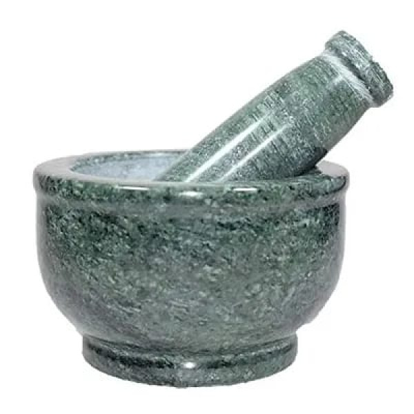 GR-4.5 inch Green Granite Mortar Pestle Set Hand C...