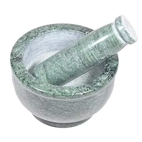 GR-4.5 inch Green Granite Mortar Pestle Set Hand Carved Home Utility Kitchen Use