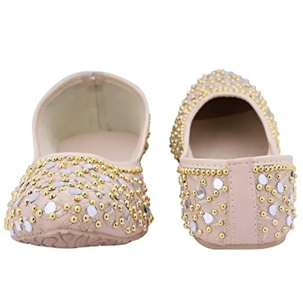 GR-Traditional Jutis/Mojari/Belly Bellies for Women Modal Mojari Women Girls' Ethnic Shoes | Punjabi Jutti | Nagra -(Cream)