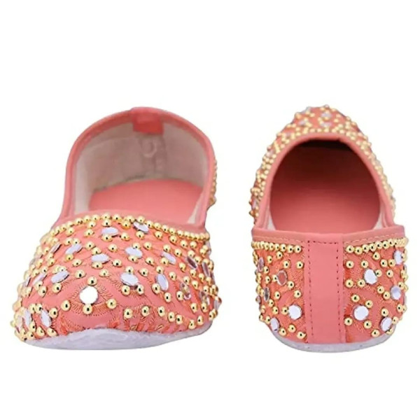 GR-Traditional Jutis/Mojari/Belly Bellies for Women Modal Mojari Women Girls' Ethnic Shoes | Punjabi Jutti | Nagra -(Peach)