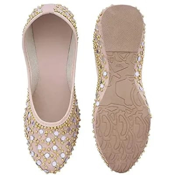 GR-Traditional Jutis/Mojari/Belly Bellies for Women Modal Mojari Women Girls' Ethnic Shoes | Punjabi Jutti | Nagra -(Cream)