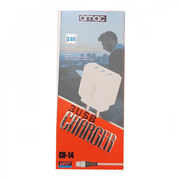 Generic Brand Amac Charger CH-14 3.8 A 3USB-White ...