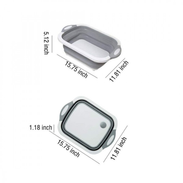 3in1 Multi Function Dish Rack, Washing Bowl, Foldable Chopping Board and Draining Basket-Generic