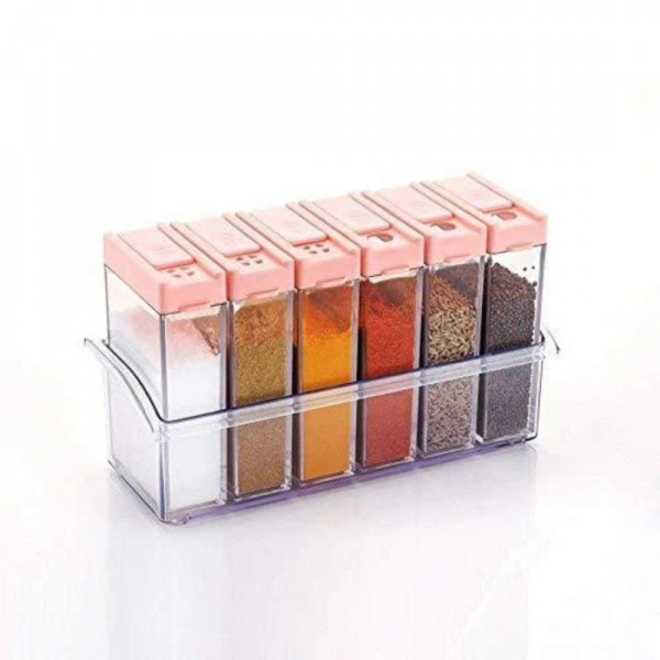 Multipurpose Plastic Spice Jars(6 pcs, 14x22x8cm)-...