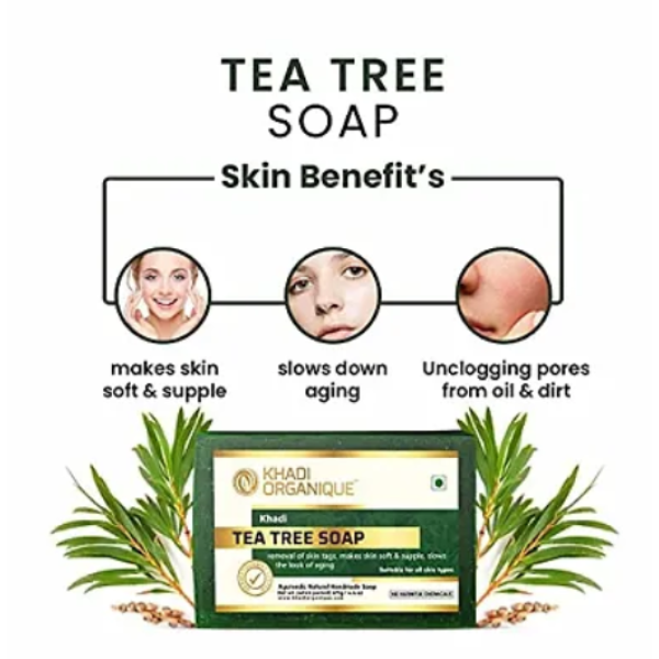Khadi Organique Tea Tree Soap For Acne Treatment (Pack Of 3) [Low Budget Product]