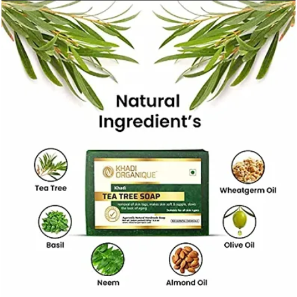 Khadi Organique Tea Tree Soap For Acne Treatment (Pack Of 3) [Low Budget Product]