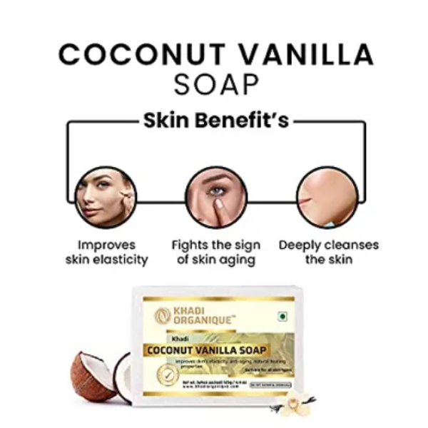 100% herbal natural soap Khadi Organique handmade coconut vanilla soap (pack of 3) [Low Budget Product]