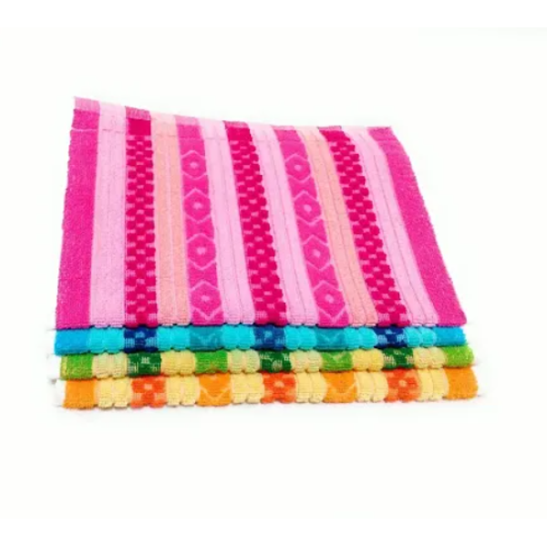 Cotton Multicoloured Face and Hand Towels, Pack of 4 [Low Budget Product]