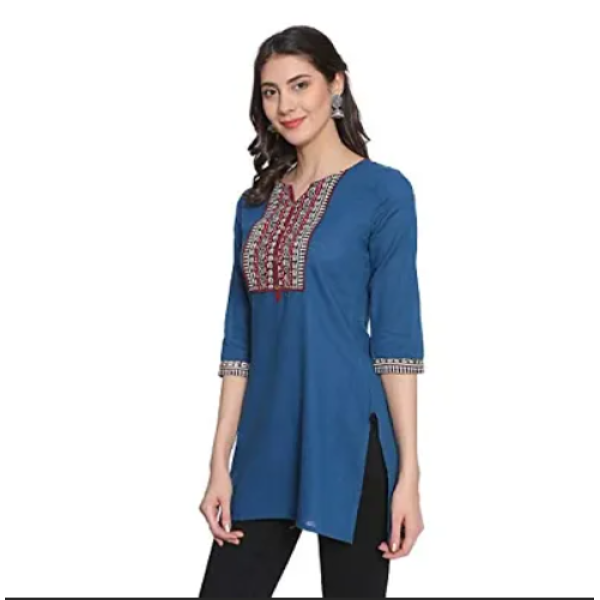 Red Attractive Fashionable Cotton Short Kurta Women's Pack of 1  ( Low Budget Product )