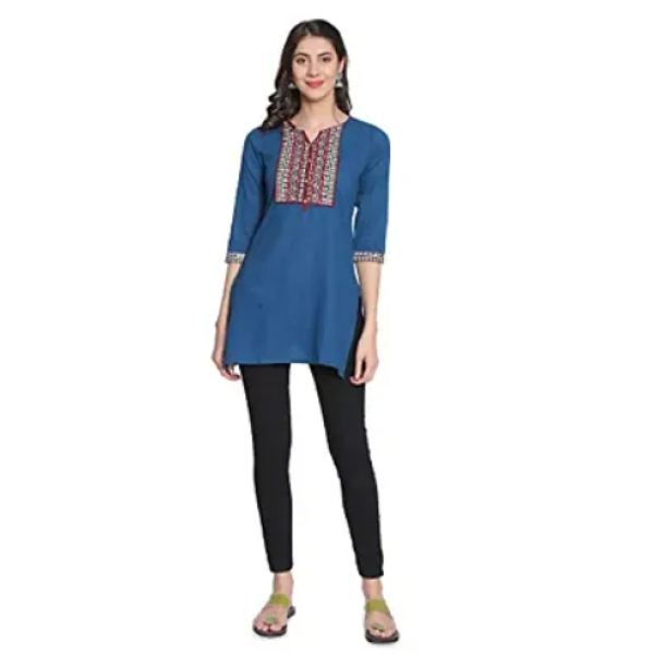 Red Attractive Fashionable Cotton Short Kurta Women's Pack of 1  ( Low Budget Product )