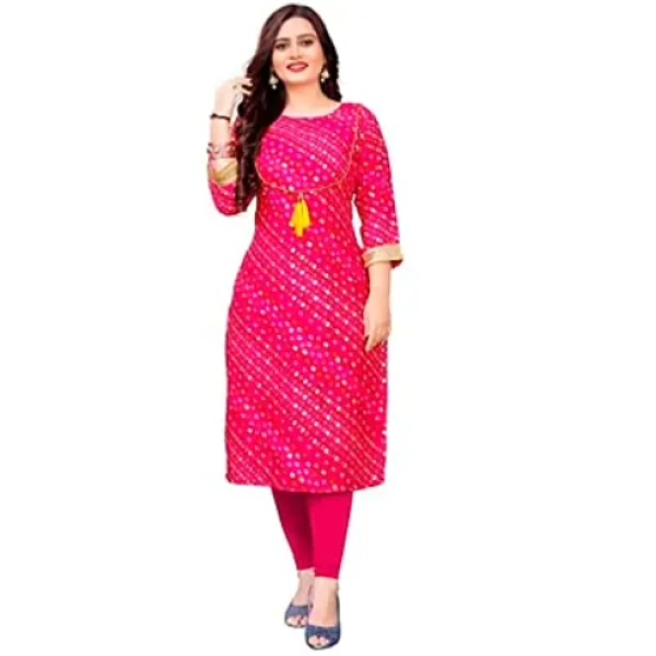 Assorted Rayon Designer Printed A-Line Regular Kur...