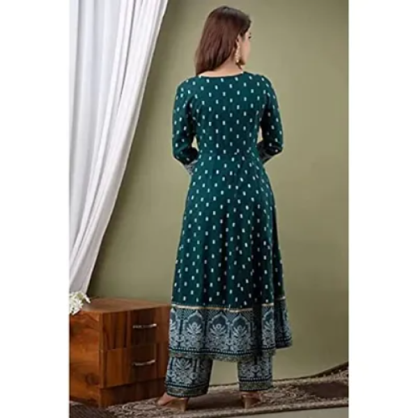 Beautiful Anarkali Printed  Fashionable Full Kurta/Plazzo/Dupatta Assorted Rayon Kurti Set Pack of 1 ( Low Budget Product )