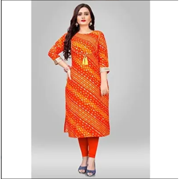 Printed Beautiful A-Line Fashionable Full Kurta Assorted Rayon Kurti Set Pack of 1 ( Low Budget Product )